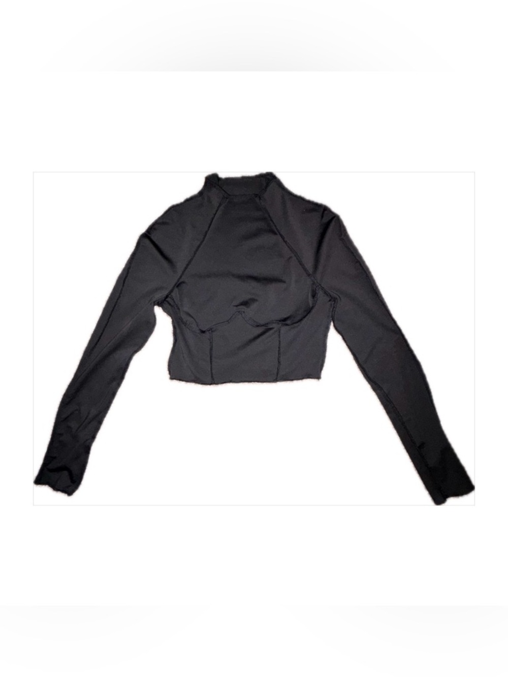 NWOT SHEIN Black Cropped Long Sleeve Mock Neck Top